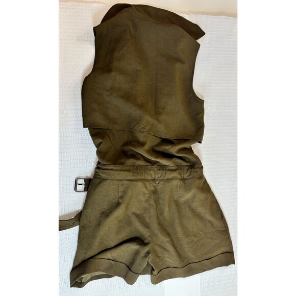 HH Haute Hippie Safari Trench Romper Women's XS Collared Oversized, Sleeveless - Picture 3 of 10